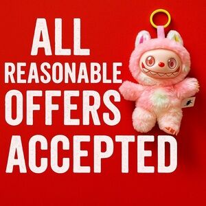 Cheerful Pink Plush Monster with Loop